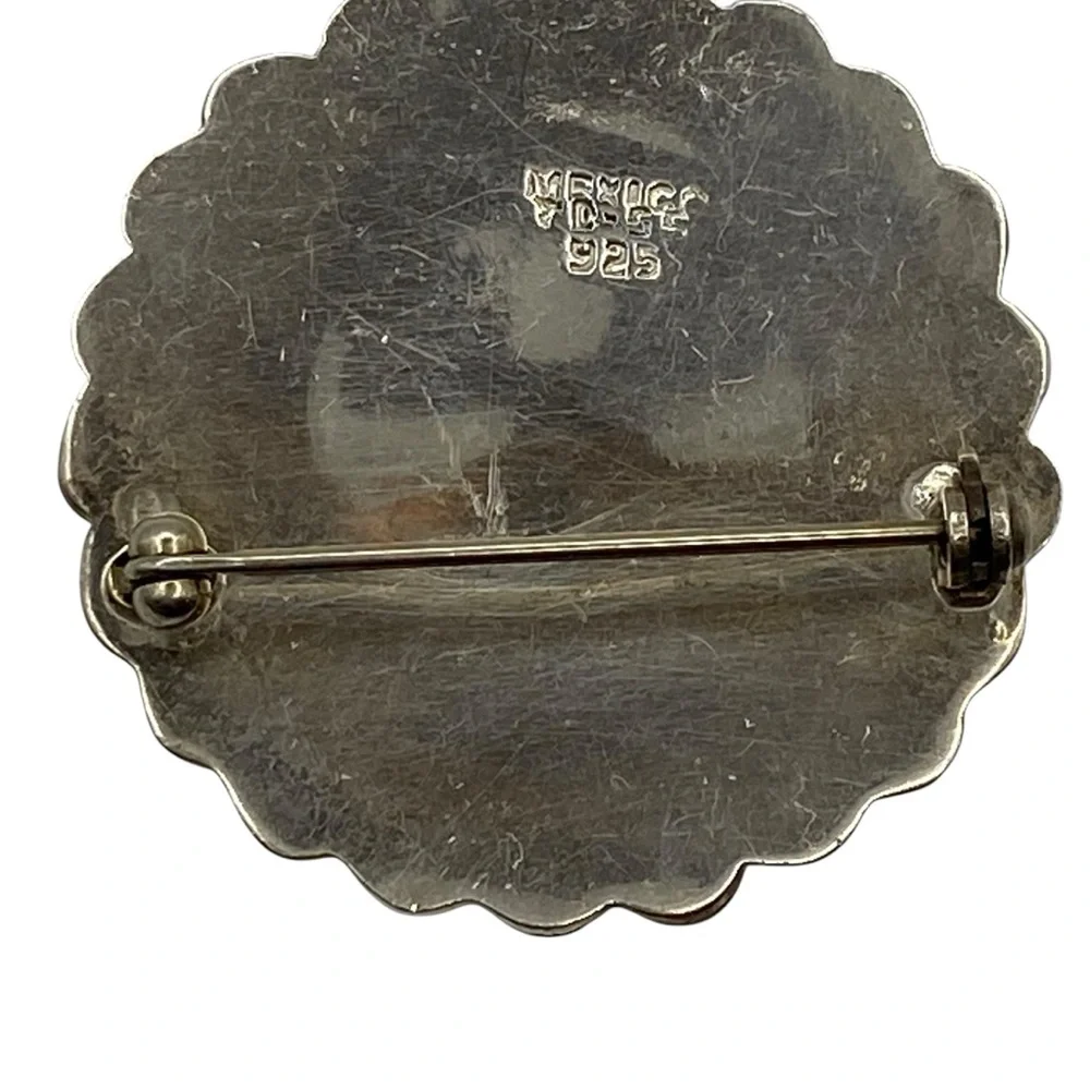 Vintage Taxco Mexico Sterling Textural Copper Bronze Dome Statement Brooch